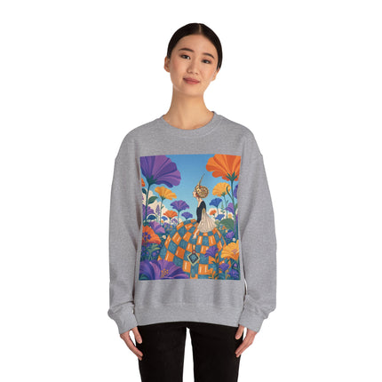 🌺🧡 The Lady Of The Golden Garden Crewneck Sweatshirt – Art Deco Fashion Fantasy