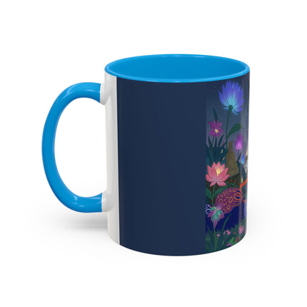 Moonlit Incense Ceremony Colorful Mugs – Art Deco Meditation Garden