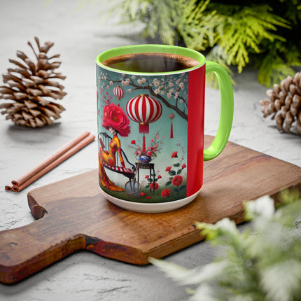 Reading in a Painted Garden Colorful Mugs (11oz, 15oz)
