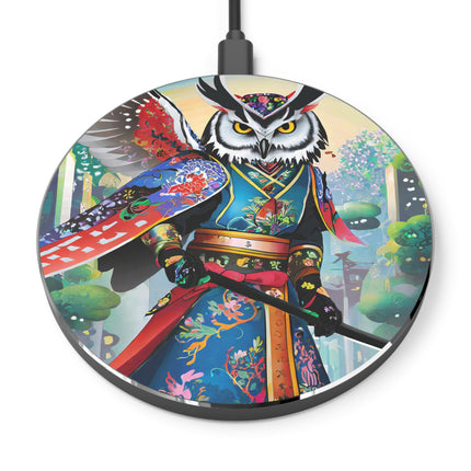 Cyberpunk Samurai Owl Wireless Charger