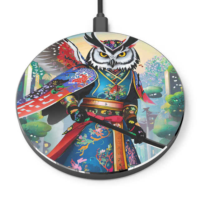 Cyberpunk Samurai Owl Wireless Charger