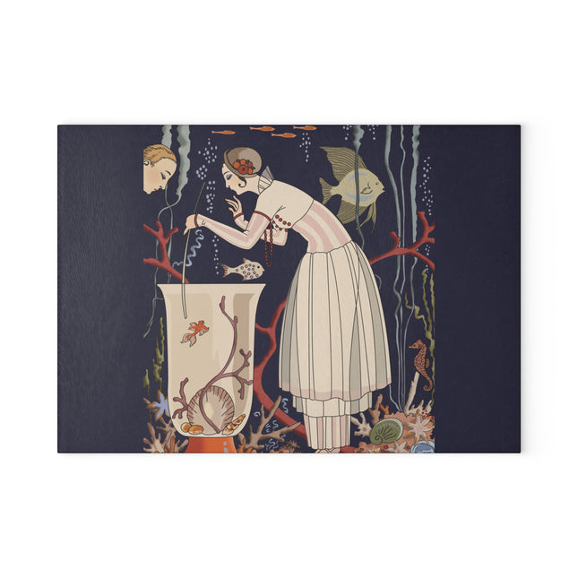 The Dazzling Little Fish by George Barbier Glass Cutting Board