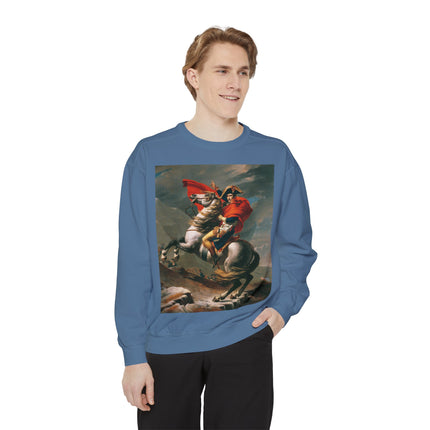 Napoleon Crossing the Alps by Jacques-Louis David Unisex Garment-Dyed Sweatshirt
