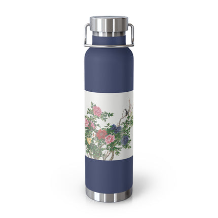 Peonies and Birds by Okamoto Shuki Copper Vacuum Insulated Bottle, 22oz