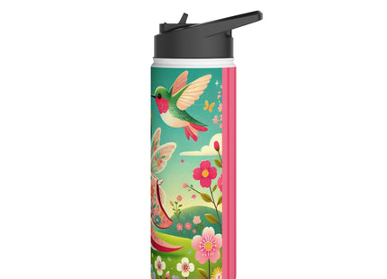 Geisha Fairy and the Hummingbird Blossom Stainless Steel Water Bottle, Standard Lid