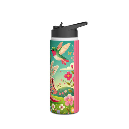 Geisha Fairy and the Hummingbird Blossom Stainless Steel Water Bottle, Standard Lid