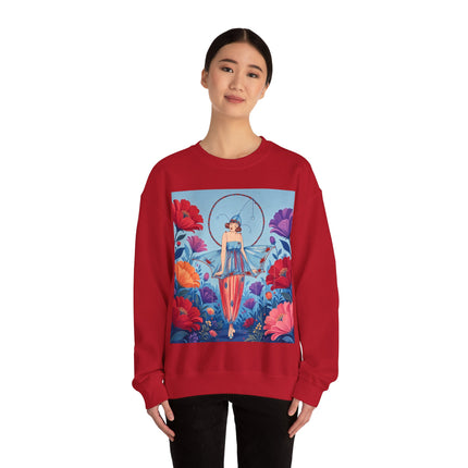 🎪🌺 The Flower Garden Harlequin Crewneck Sweatshirt – Art Deco Fashion Whimsy