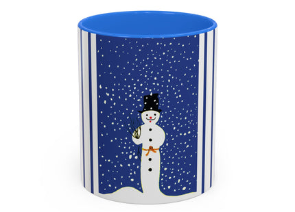 Snowman in Falling Snow Colorful Mugs (11oz, 15oz)