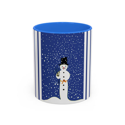 Snowman in Falling Snow Colorful Mugs (11oz, 15oz)
