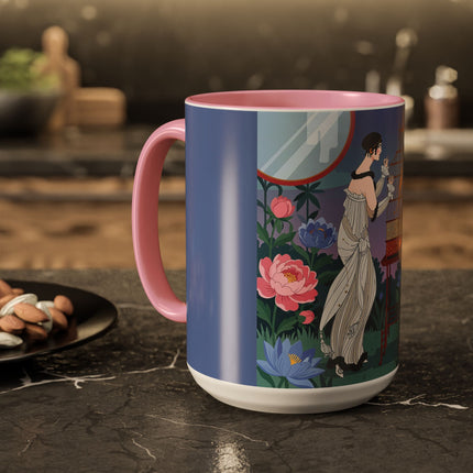 Whispers to the Golden Songbird Colorful Mugs – Art Deco Garden Elegance