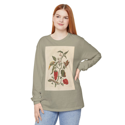 Botanical Pl.15 by Maria Sibylla Merian Garment-dyed Long Sleeve T-Shirt