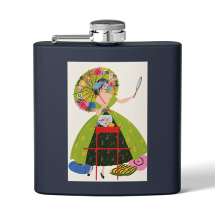 Lady with the Golden Fish Stainless Steel Flask – Whimsical Fashion & Playful Fantasy