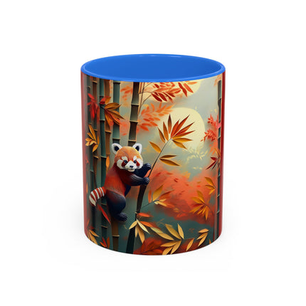 Red Panda at an Autumn Bamboo Grove Colorful Mugs (11oz, 15oz)