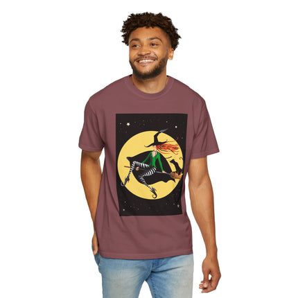A Witch’s Moonlit Flight Unisex Garment-Dyed T-shirt