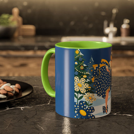 💙🌼 The Bluebell Christmas Promenade Colorful Mug – Art Deco Holiday Fantasy