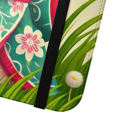 🌾🌼 Geisha Kitten and the Dandelion Wish Flip Case – Gentle Wishes & Quiet Wonder