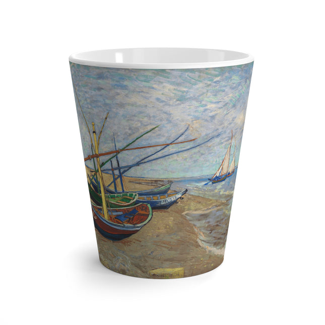 Fishing Boats on the Beach at Saintes-Maries by Vincent Van Gogh Latte Mug