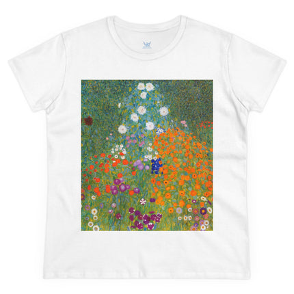 Cottage Garden by Gustav Klimt Women's Midweight Cotton Tee