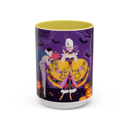 🎭🌹 The Harlequin Rose Masquerade Colorful Mug – Theatrical Halloween Romance