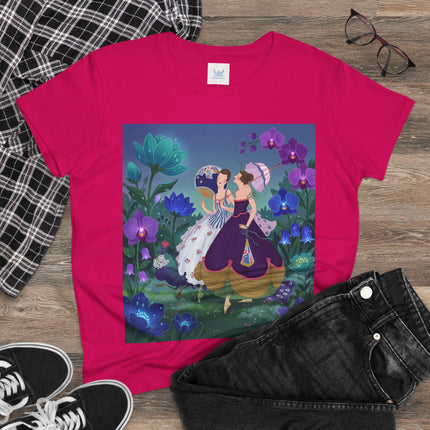💜🌸 The Ladies Of The Enchanted Garden Cotton Tee – Art Deco Fashion Illustration