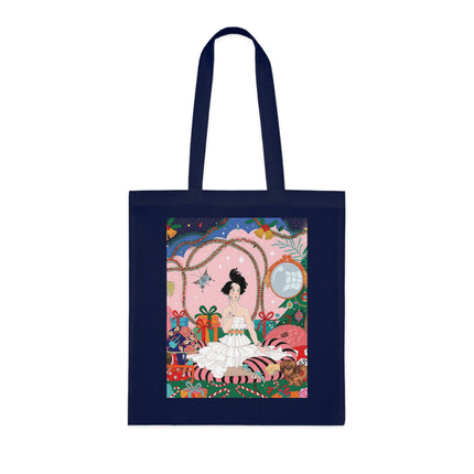 🎄🌹 Christmas Morning In The Rose Parlor Cotton Tote Bag – Art Deco Holiday Romance