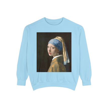 Girl with a Pearl Earring by Johannes Vermeer Unisex Garment-Dyed Sweatshirt