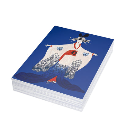 🌊👘 The Lady Of The Blue Waves Postcard Bundles – Art Deco Fashion Elegance