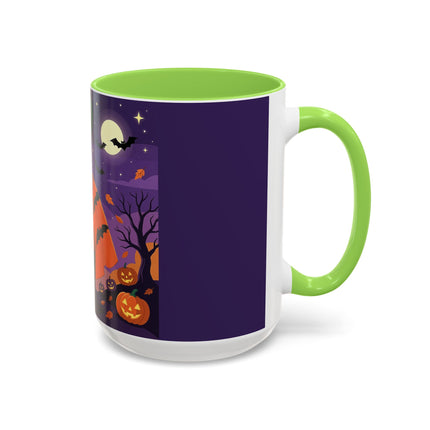 🎃🌕 The Pumpkin Moon Enchantress Colorful Mug – Elegant Halloween Masquerade