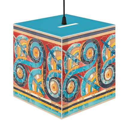 Reproduction of S-Spiral Frieze by Emile Gilliéron Light Cube Lamp