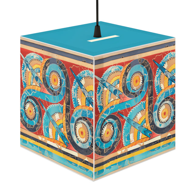 Reproduction of S-Spiral Frieze by Emile Gilliéron Light Cube Lamp