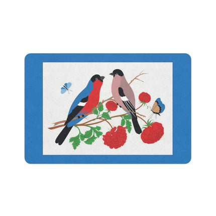 Bullfinch Pair Pet Food Mat – Cherry Blossom Companions