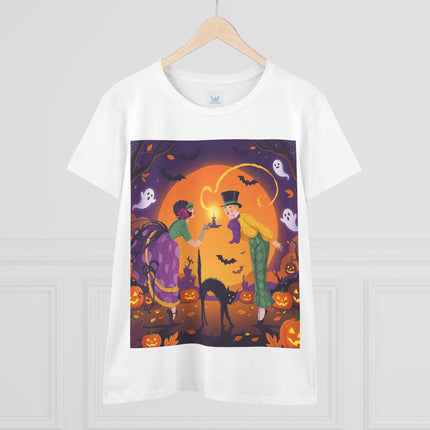 🎃🕯️ The Midnight Halloween Greeting Cotton Tee – Vintage Halloween Charm