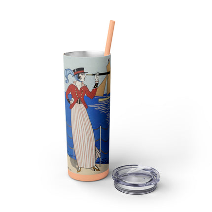 Costume de Yacht by George Barbier Skinny Tumbler with Straw, 20oz