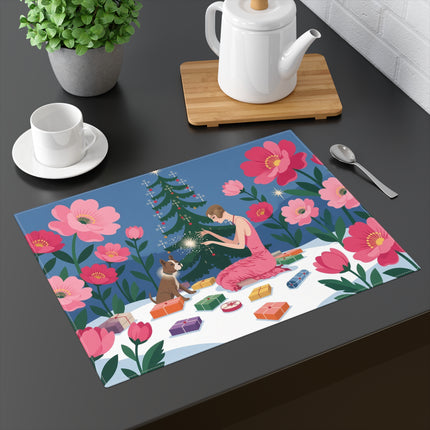✨🌸 The Christmas Wish Garden Placemat – Art Deco Holiday Fantasy