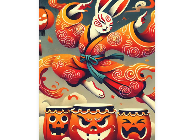 Jack-O’-Lantern Drums & The Kabuki Rabbit Postcards (envelopes included) - Bundles of 10, 30, 50 Pieces