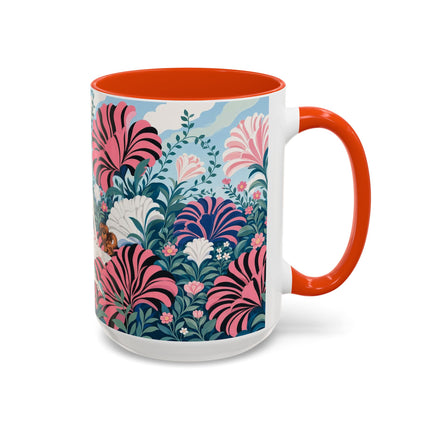 🌸🦋 The Enchanted Pink Blossom Retreat Colorful Mug – Art Deco Floral Whimsy