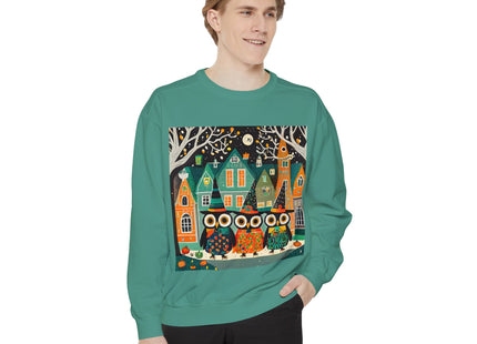Night of the Trick-or-Treating Owlets Unisex Garment-Dyed Sweatshirt