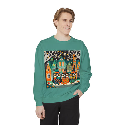 Night of the Trick-or-Treating Owlets Unisex Garment-Dyed Sweatshirt