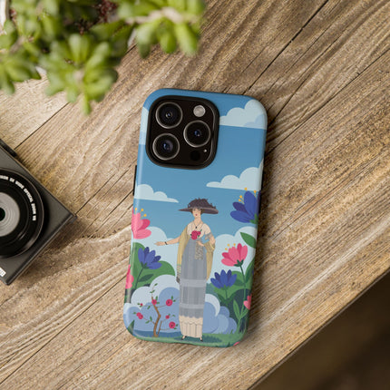 🌸🎩 The Lady Of The Grand Flower Garden Phone Case – Art Deco Fashion Illustration