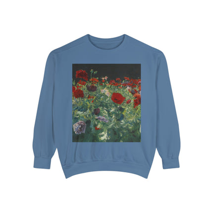 Poppies (A Study of Poppies for Carnation, Lily, Lily, Rose) by John Singer Sargent Unisex Garment-Dyed Sweatshirt