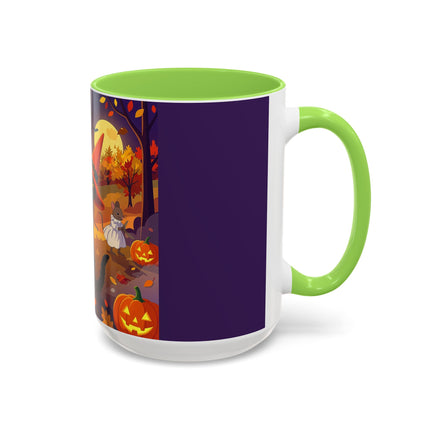 🐈‍⬛🎻 The Black Cat's Moonlit Melody Colorful Mug – Whimsical Halloween Music