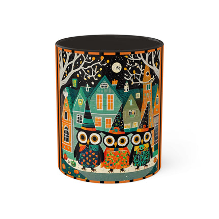 Night of the Trick-or-Treating Owlets Colorful Mugs, 11oz