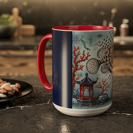 Lionfish & Lantern Colorful Mug – Mystical Ocean & Asian Harmony