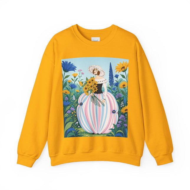 🌻🎀 The Sunflower Garden Bouquet Crewneck Sweatshirt – Art Deco Floral Elegance