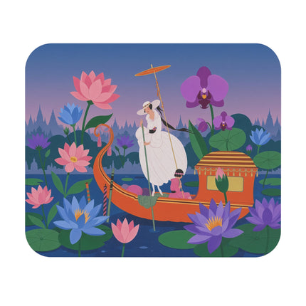 🪷🛶 The Lotus Lake Voyage Mouse Pad – Art Deco Garden Fantasy