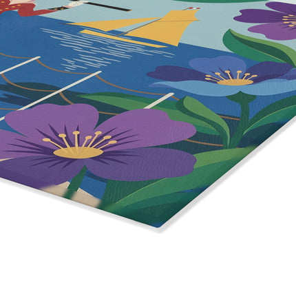 🔭⛵ The Lady Of The Seaside Spyglass Glass Cutting Board – Art Deco Coastal Elegance