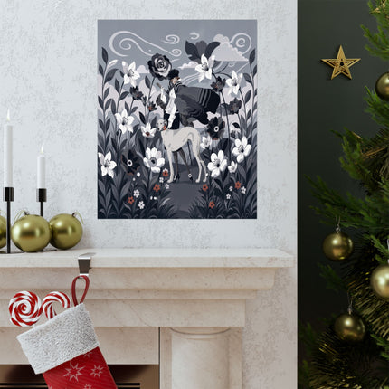 🖤🐕 The Lady Of The Midnight Hound Matte Vertical Poster – Art Deco Fashion Whimsy