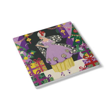 💜🎄 The Lavender Christmas Masquerade Ceramic Tile – Art Deco Holiday Elegance