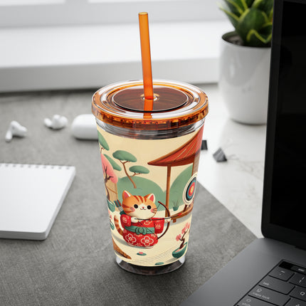 Archer Kitten in the Zen Garden Sunsplash Tumbler with Straw, 16oz