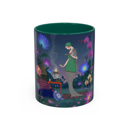 Moonlit Incense Ceremony Colorful Mugs – Art Deco Meditation Garden